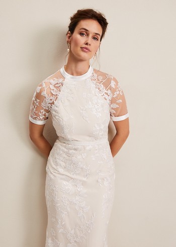 Phase Eight Poppy Embroidered Wedding Dress White Canada | LTDUBR-980